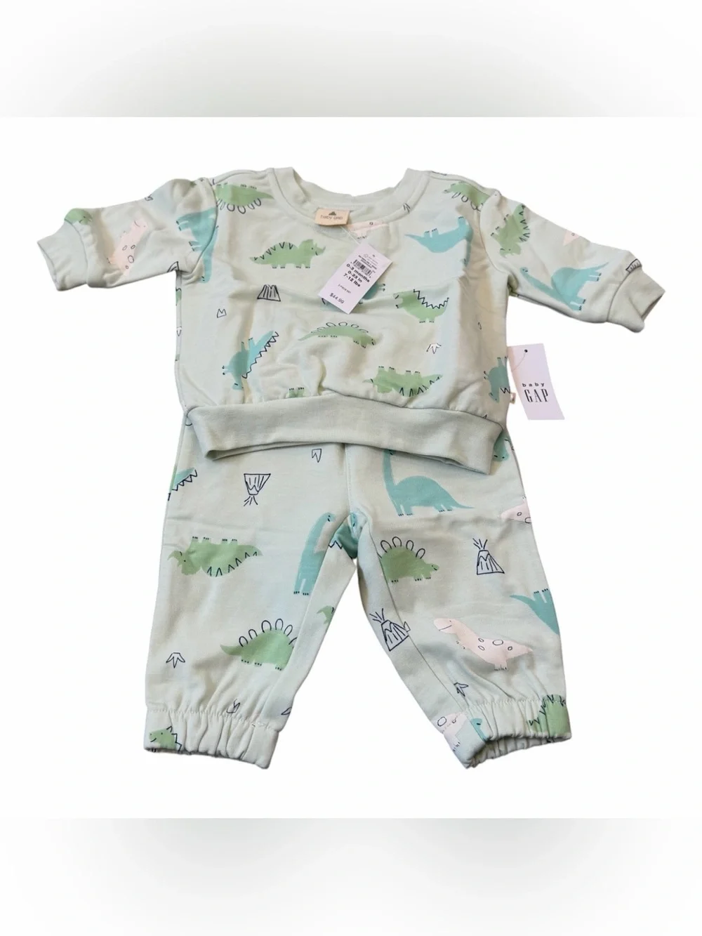 Gap Baby Cloudlight Dinosaur Sweatsuit, Green, Size 0-3 Months, NEW